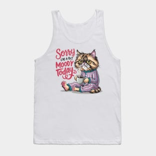 Moody Persian Purrfection: Cat in Pajamas with Coffee Tank Top